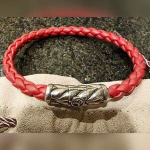 David Yurman 5mm Red Leather Men's Braceler